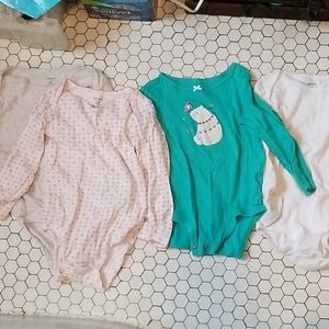NWT Carter/'s Girls/' Graphic Set of 4 Long Sleeve Body Suits Pink//Gray//White 24 m